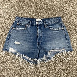 Agolde distressed high rise denim shorts